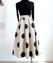 Autumn Polka Dot Pleated Skirt Women Custom Plus Size Pleated Party Midi Skirt