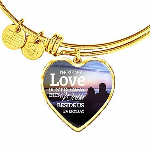Those We Love Don't Go Away Heart Bangle Engraved 18k Gold 18-22