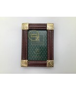 Elysees Picture Frame Leather FRAME for picture 3&quot; x 2” Brown,Gold - $200.37 MXN