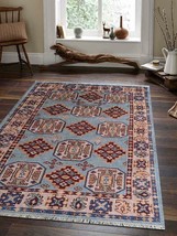 Glitzy Rugs UBSAF0117K3909A11 6 x 9 ft. Hand Knotted Afghan Wool &amp; Silk Kazak Re - £404.70 GBP