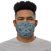 New Year Design Christmas Style Deer Bullfinches Grey Face Mask - £14.38 GBP