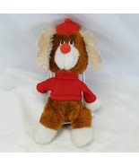 Russ Berrie Fruzzy Dog Soft Plush Tan Brown Red Nose Vintage VERY RARE - $160.82 CAD