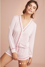 Eberjey Geo Dots Teddy Short Romper LARGE Pajamas Long Sleeve Anthropologie EUC - £33.62 GBP