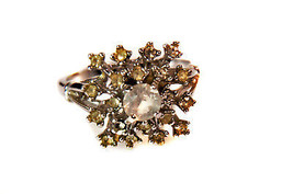 Vintage silver tone costume sparkling multi rhinestone cocktail ring size 8 - £7.62 GBP