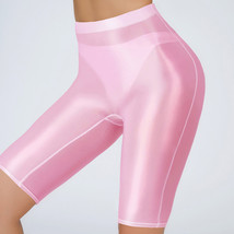 Womens Semi-sheer Shiny Satin Glossy Wet Look Biker Shorts Skinny Short ... - $11.69