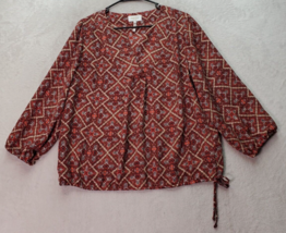 Laundry by Shelli Segal Blouse Top Womens Large Multi Geo Print Polyester V Neck - £15.15 GBP