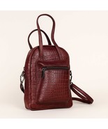 Crocodile Embossed Leather Crossbody Bag: Handmade Mahogany Purse - $3,638.35 MXN