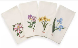 Portmeirion Botanic Garden Napkins Set of 4 Avanti Embroidered Flower Ea... - £23.05 GBP