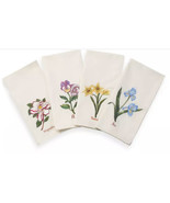 Portmeirion Botanic Garden Napkins Set of 4 Avanti Embroidered Flower Ea... - £23.16 GBP