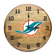 Miami Dolphins Authentic Oak Barrel 21&quot; Clock - £234.13 GBP