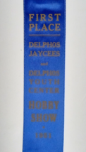 Delphos Ohio Hobby Show Blue Ribbon 1951 Award Prize Youth Jaycees Vinta... - £7.90 GBP