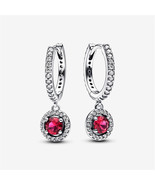 Red Round Sparkling Hoop Earrings，Fits Pandora charms - $28.58 CAD