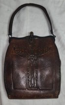 Vintage Art Nouveau 1920s Tooled Brown Leather Turnloc Purse Love Birds Nice - £79.92 GBP