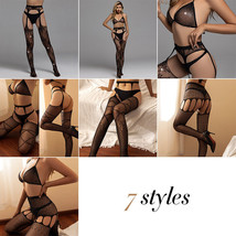 Women Sexy Fishnet Bra Pantyhose See Through Strappy Lingerie Hollow Stockings - £5.36 GBP+