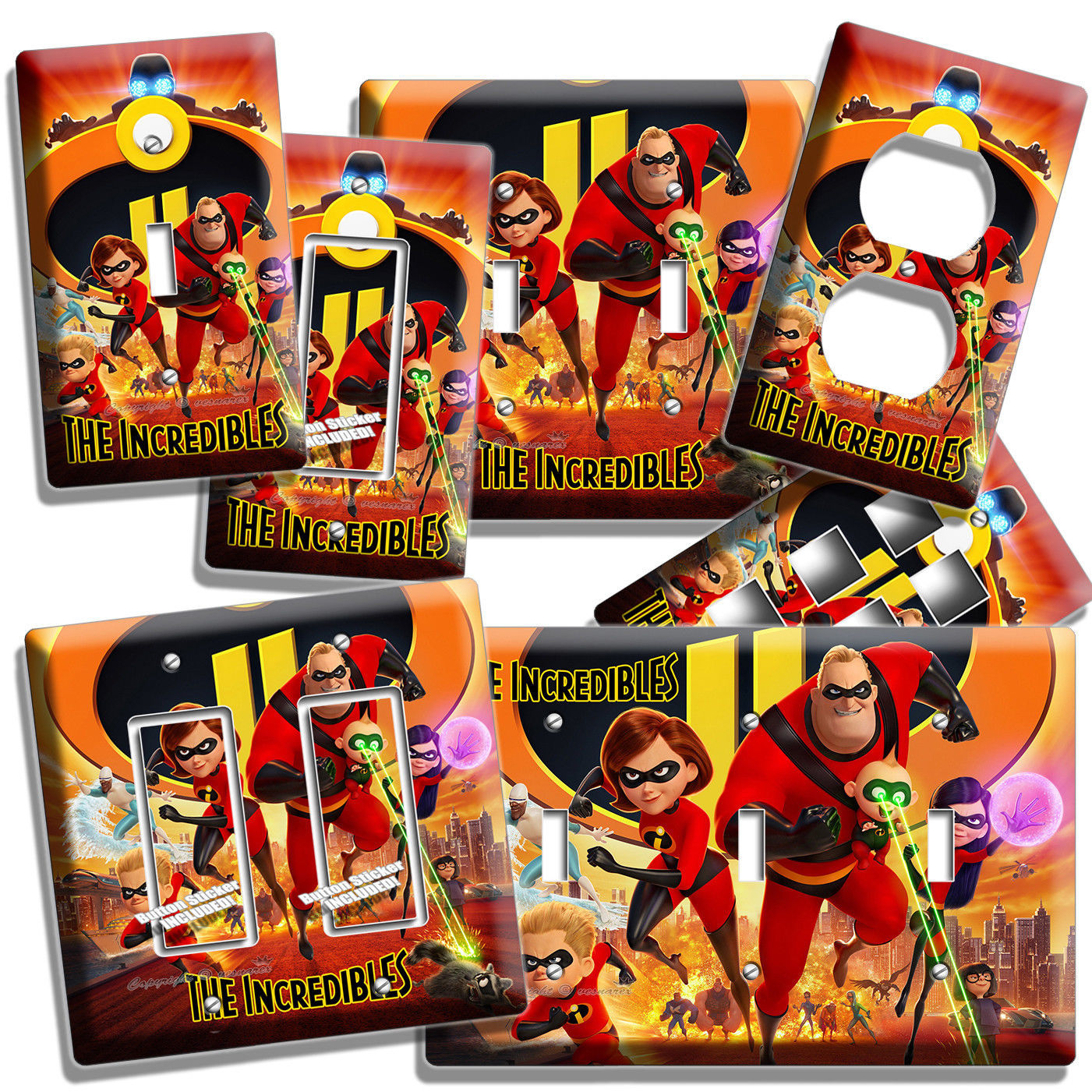 THE INCREDIBLES 2 DASH VIOLET JACK LIGHT SWITCH WALL PLATES OUTLET ROOM HD DECOR