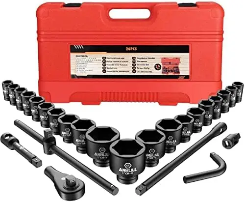 and 1-Inch Drive Jumbo  Socket Sets, 27 PCS Shallow Socket ortment, Standard Met - £319.28 GBP