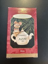 SIGNED Hallmark Ornament Mom Teapot Mouse Sitting On Top With Cup Of Tea 1997 - £17.69 GBP