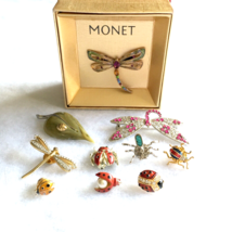 LADYBUG dragonfly insect brooch lot - 10 vintage-new bug lapel pins some signed - £35.55 GBP