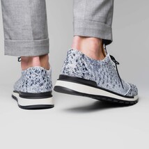 Hand painted genuine ostrich quill Sneaker Shoes Scanno Newspaper gray image 9