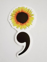 Semicolon with Sunflower Multicolor Mental Health Sticker Decal Embellishment - £1.78 GBP