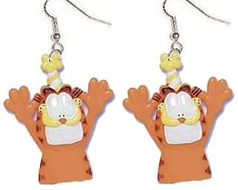 Garfield Party Animal EARRINGS-Cartoon Cat Charm Funky Jewelry - £3.96 GBP