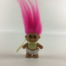 Russ Troll Doll Mini Figure Baby Bib Diaper Collectible Hot Pink Vintage 1980&#39;s - £17.37 GBP