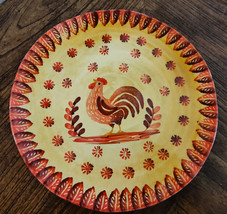 Vintage italica Ars Hand Painted Italian Pottery Rooster 10 1/2&quot; Plate - £14.11 GBP