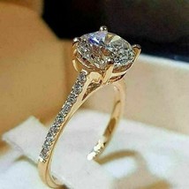 3 Ct Round Cut CZ White Diamond Solitaire Wedding Ring 14k Yellow Gold Finish - £63.94 GBP