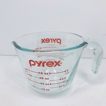 Vintage Pyrex 2 Cups/1 Pt/16oz J Handle Red Letters Measure Corning USA - £10.02 GBP