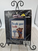 Bucilla Counted Cross-Stitch Kit &quot;Brush Your Teeth&quot; 5x7 With Teddy Bear ... - £10.00 GBP