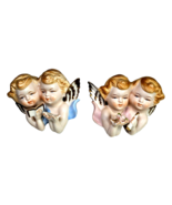 Set Tilso Double Angel Face Twin Cherubs Japan Hand Painted Porcelain Fi... - $68.56 CAD