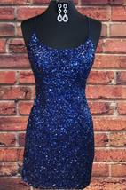 Tight Navy Blue Sequin Short Homecoming Dresses Sparkly Party Dress - £120.11 GBP