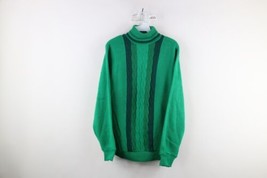 Vtg 60s 70s Streetwear Mens Large Striped Ribbed Cable Knit Turtleneck Sweater - £59.17 GBP