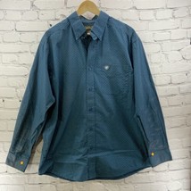 Ariat Button Down Shirt Mens Sz L Blue Long Sleeve FLAW  - £15.48 GBP