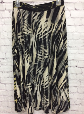 Erin London Womens A Line Skirt Black Beige Zebra Print Stretch S/M - £4.37 GBP