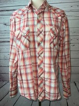 Wrangler Western Shirt Mens Large Pink Plaid American Cowboys Pearl Snap... - $29.05