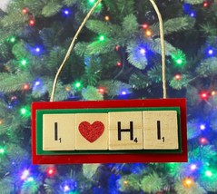 I Love HI Hawaii Christmas Ornament Scrabble Tiles Handmade - $9.89