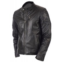 Vintage Biker Jacket Genuine Leather Jacket For Men In Black Color - £54.26 GBP+