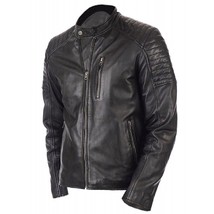 Vintage Biker Jacket Genuine Leather Jacket For Men In Black Color - £55.18 GBP+