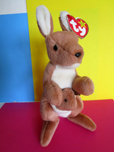 TY &quot;POUCH&quot; Kangaroo &amp; Baby 1996 BEANIE BABIES PLUSH stuffed TOY - £11.79 GBP