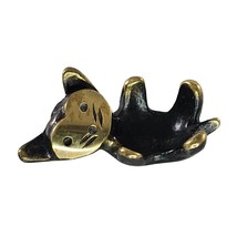 Walter Bosse Brass &amp; Black Cat Figurine Trinket Dish Gum Candle Holder - £26.47 GBP