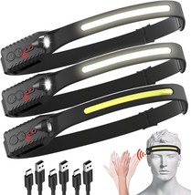 Headlamp Rechargeable 3pcs,230°Wide Beam Head Lamp, LED Head Lamps Motio... - $25.73