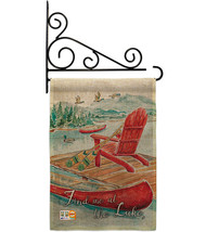 Find Me At The Lake Burlap - Impressions Decorative Metal Fansy Wall Bracket Gar - £27.00 GBP
