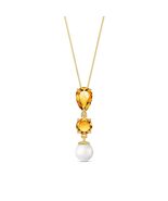 Galaxy Gold 14K Solid Rose Gold Pearl &amp; Citrine Pendant Necklace, 16 Inc... - $692.99