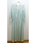 Vintage MISS ELAINE Robe Long Lace 1980s Seafoam Green Slinky Nylon Ling... - $72.97 CAD