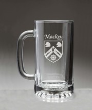 Mackey Irish Coat of Arms Glass Beer Mug (Sand Etched) - $27.72