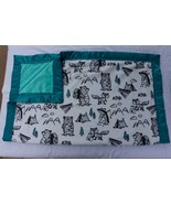 Minky baby blanket - small - forest animals camping - teal stripe - stan... - $50.00