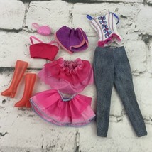 Barbie Doll Outfit Lot Jeans Pink Skirt White Too Boots Purse - £15.50 GBP