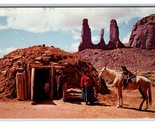 Navajo Indian and Their Hogan Arizona New Mexico AZ NM UNP Chrome Postca... - $2.92