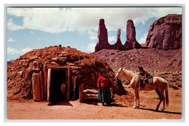 Navajo Indian and Their Hogan Arizona New Mexico AZ NM UNP Chrome Postcard R2 - £2.29 GBP